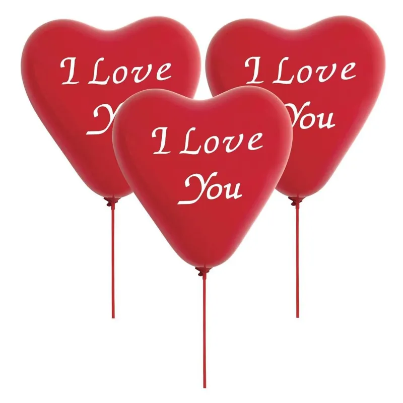 Baloane inimă roșii cu mesaj I Love You pentru Valentine's Day