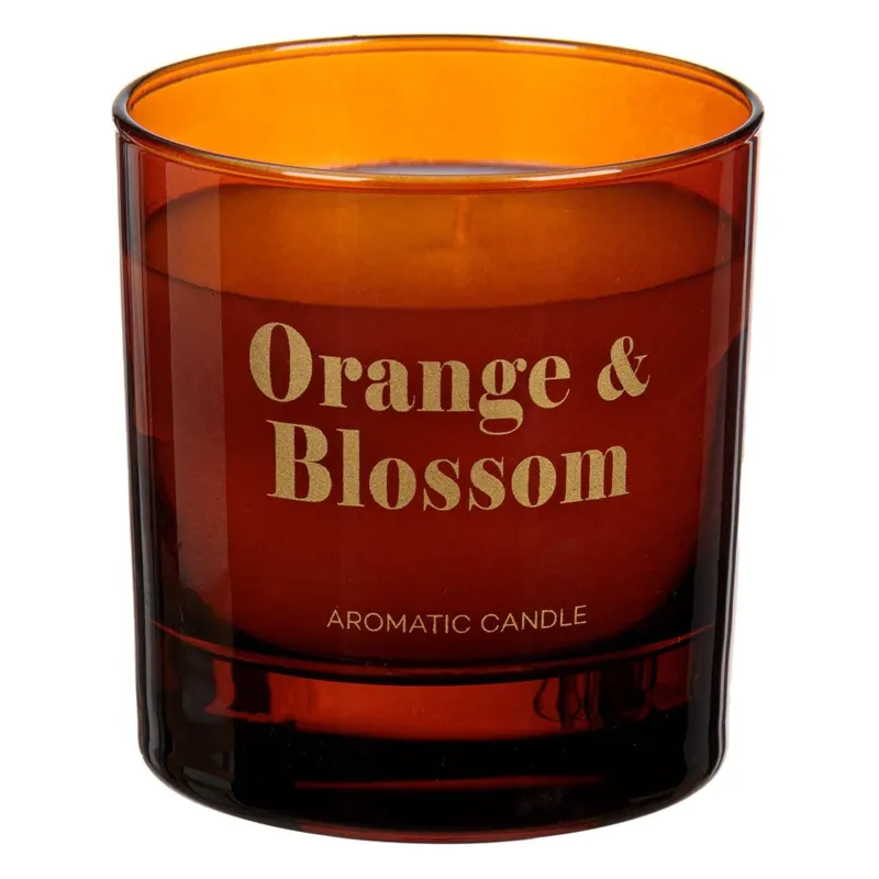 Lumanare decorativa cu aroma Orange & Blossom in recipient de sticla, Ø8x9cm