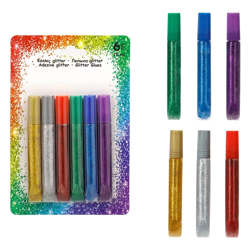 Lipici cu sclipici set 6 culori multicolor
