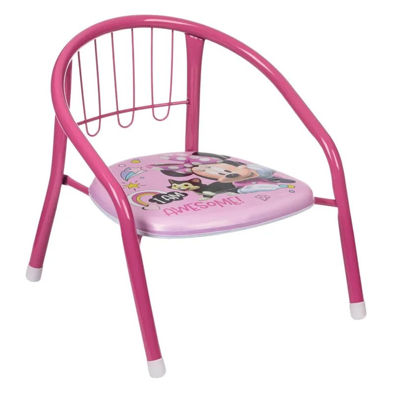 Scaun metalic pentru copii cu model Minnie Mouse, roz, 36x35x36cm