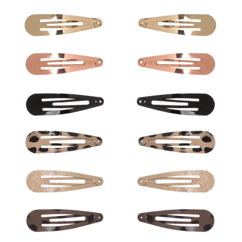Clame de păr metalice cu glitter, 12 buc, 5 cm, multicolore