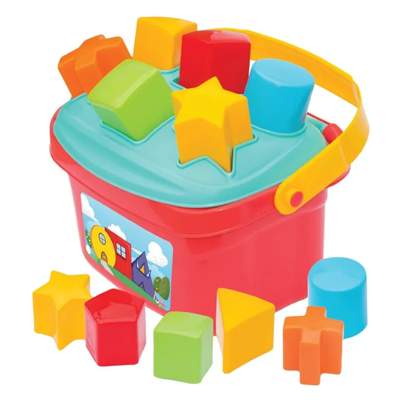 Jucarie Sortator cu 6 Forme Geometrice, Valiza, Rosu, Plastic, 3+
