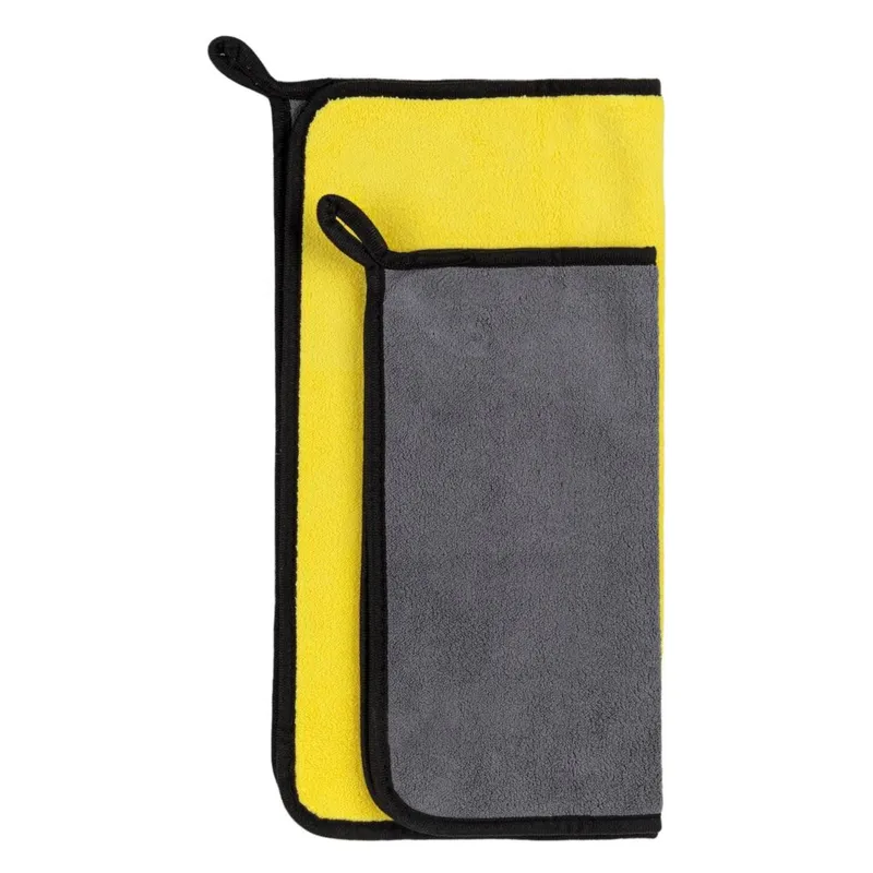 Set Lavete Microfibre pentru Auto 30x30cm & 40x40cm Galben/Gri