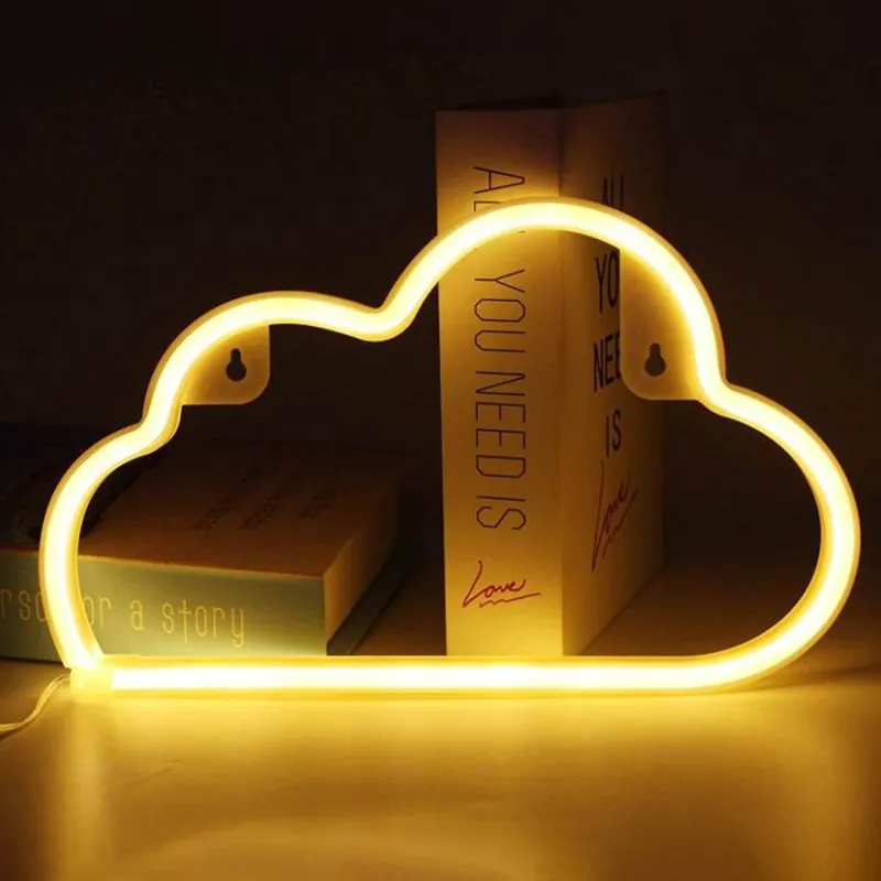 Lampa LED Neon cu Model Nor, 29.5x18.3cm, USB, Galben