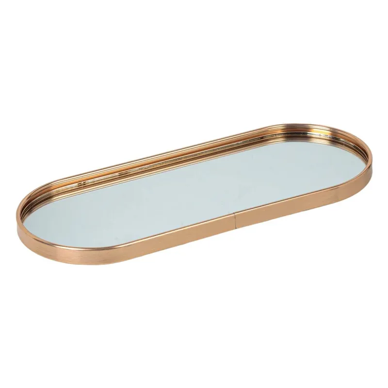 Suport Lumânări Oval Sticlă Margine Aurie Dimensiuni 30x12.5x1.5cm