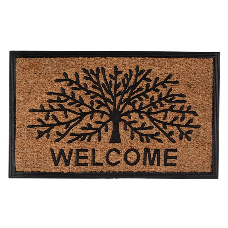 Covoras de intrare cu model Pomul Vietii, Maro, 75x45cm