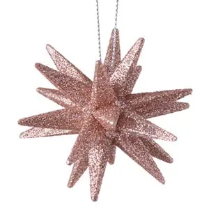 Ornament Brad de Craciun 3D Fulg Roz Glitter