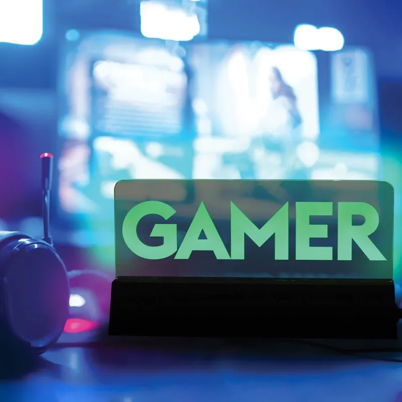 Lampă cu LED pentru gaming, verde, 18.5x3x10 cm