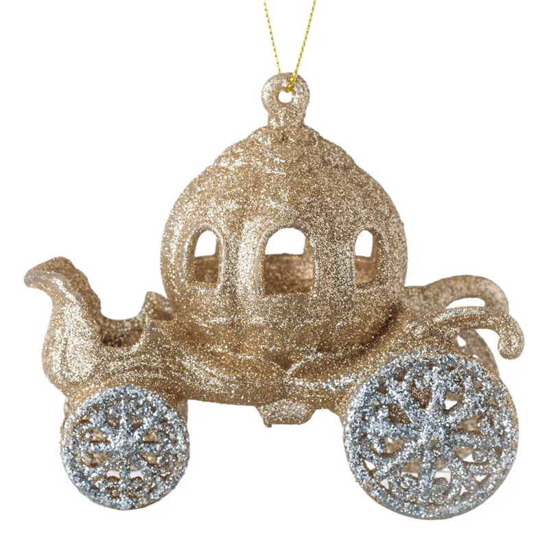 Ornament Calească de Crăciun cu Glitter Aurie