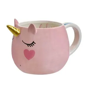 Cana decorativa 3D cu unicorn, 580 ml, roz