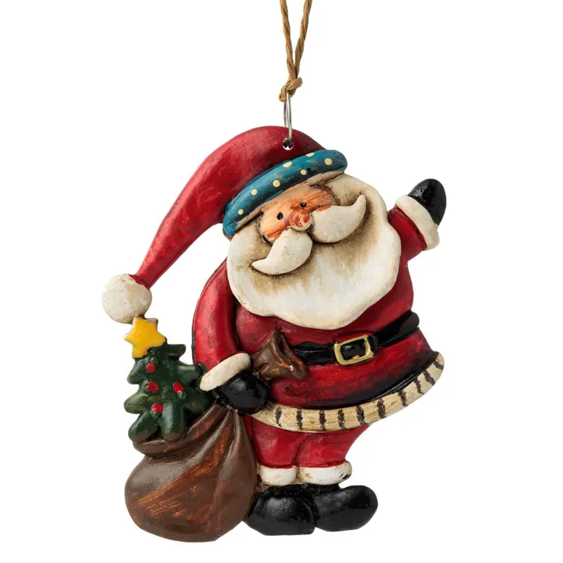 Ornament Ceramic Crăciun Mos Crăciun cu Sac Cadou – poza 2