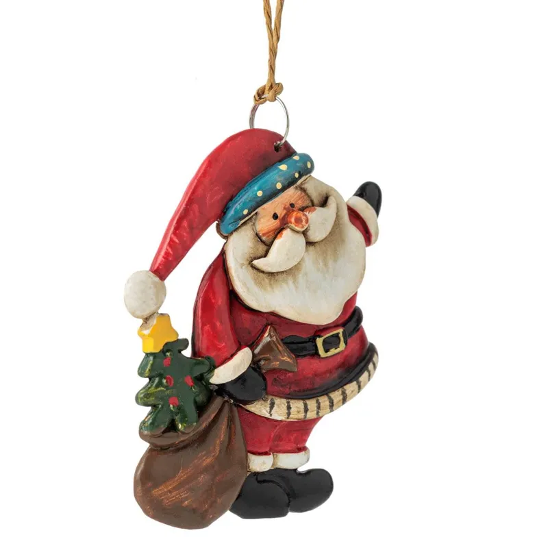 Ornament Ceramic Crăciun Mos Crăciun cu Sac Cadou – poza 3