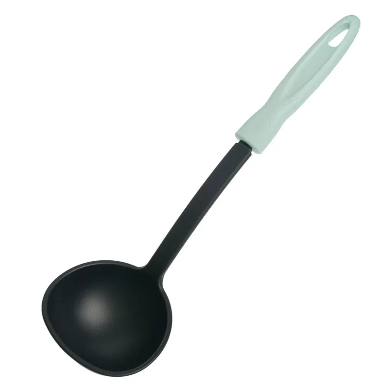 Polonic din Plastic, Antracit cu Mâner Verde Menta, 30.5 cm