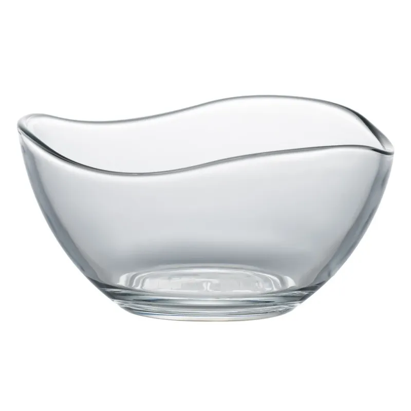 Bol din sticlă transparentă ovală cu margine ondulată, 310 ml