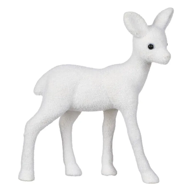 Figura Decorativa Cerb Alb Catifelat 15cm – poza 3