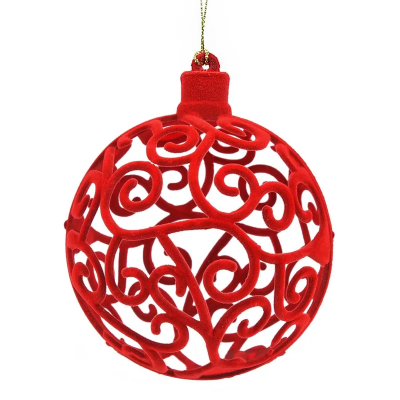 Ornament de Crăciun Perforat Roșu pentru Brad, Design Elegant