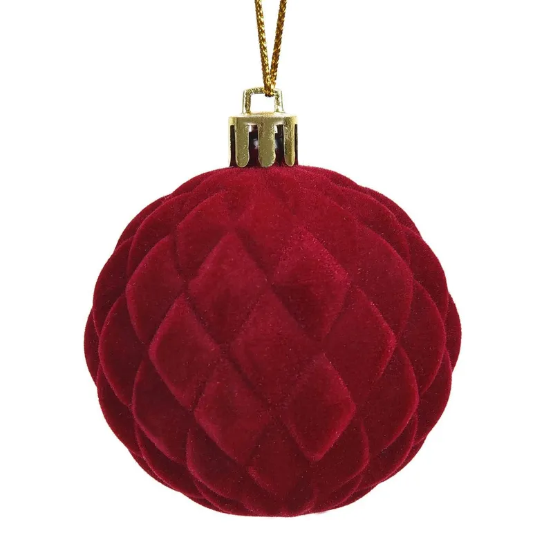 Glob de Crăciun Bordo Catifelat cu Model Romburi
