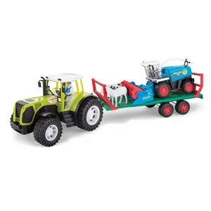 Tractor cu Remorcă și Mașină de Treierat cu Sunete, Verde