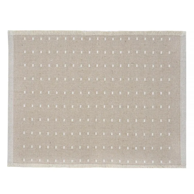 Suport Farfurie Dublu din Bumbac cu Franjuri, Bej, 42x30cm
