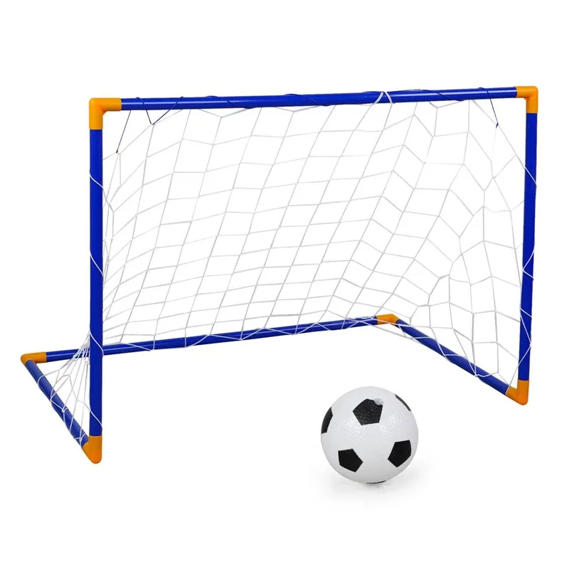 Poartă de fotbal din plastic albastră cu minge și pompă 105x76x69 cm