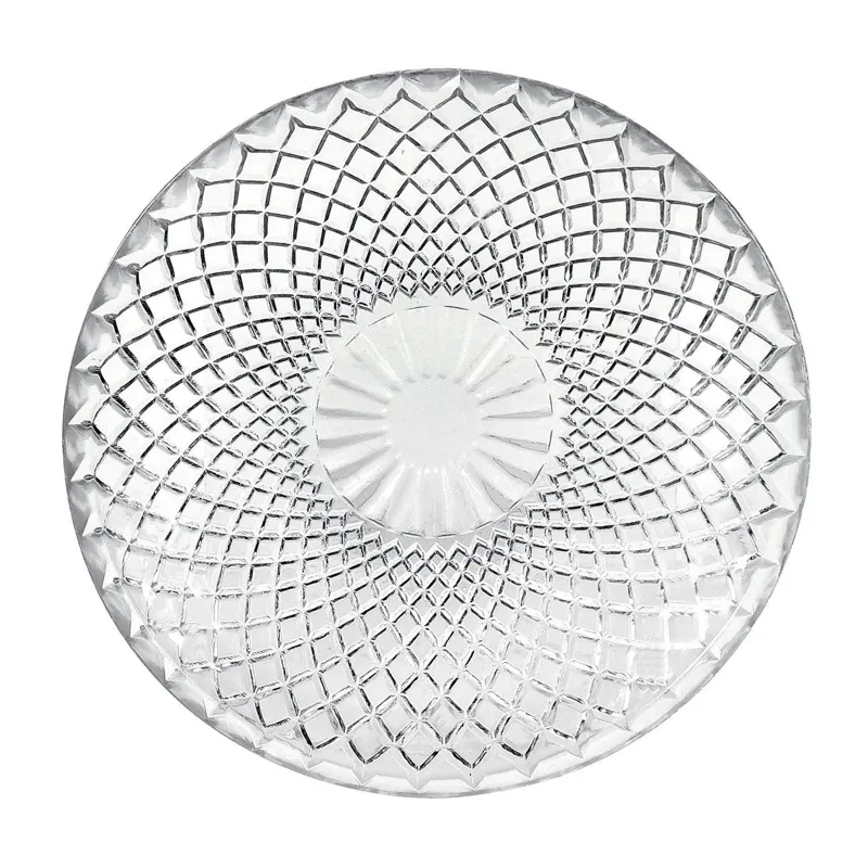 Farfurie pentru desert din sticlă transparentă cu model diamant, Ø15 cm