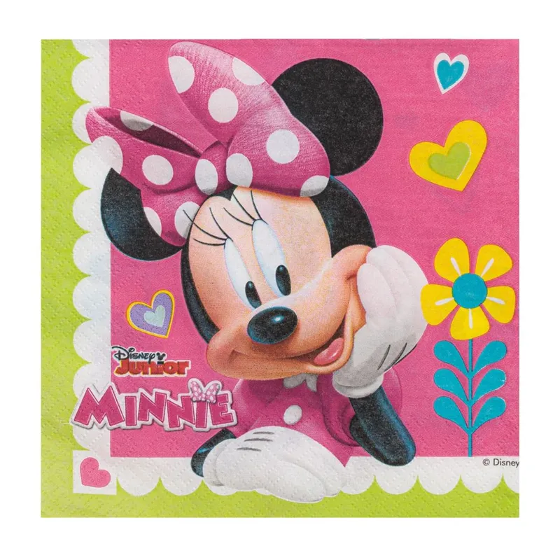 Șervețele de masă petrecere Minnie Mouse, 2 straturi, Fucsia și Verde Deschis