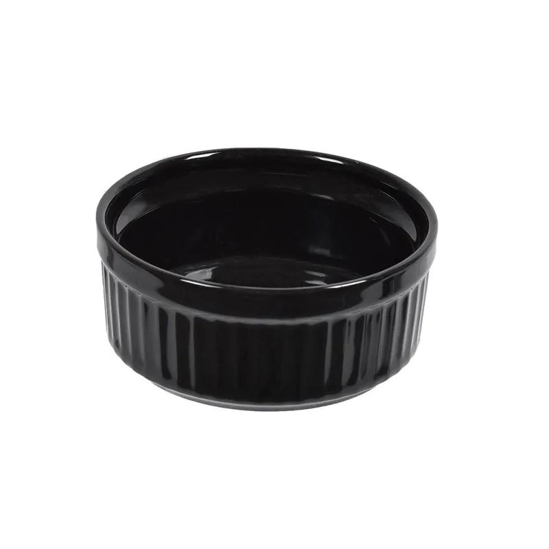 Bol portelan negru cu model reliefat pentru sos 60ml