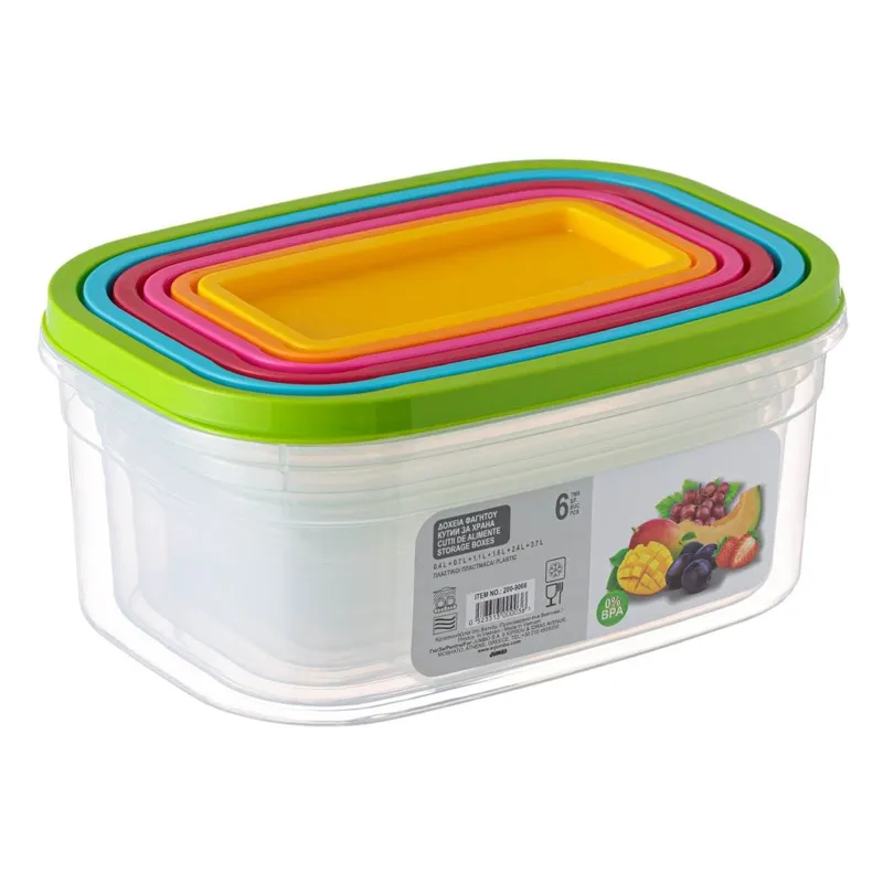 Set Recipiente Alimente Plastic Transparente 6 Bucăți Capacitate Variată