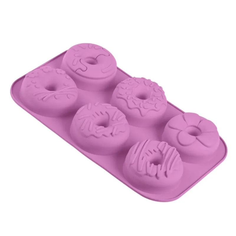 Forma de copt din silicon pentru 6 gogoși, 16.5x28cm, mov