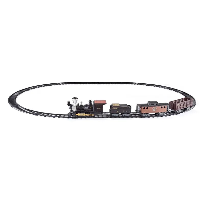 Trenulet Electric Western cu 3 Vagoane, Locomotiva cu Sunet si Lumini, Telecomanda, 16 Sine, 3+ Ani