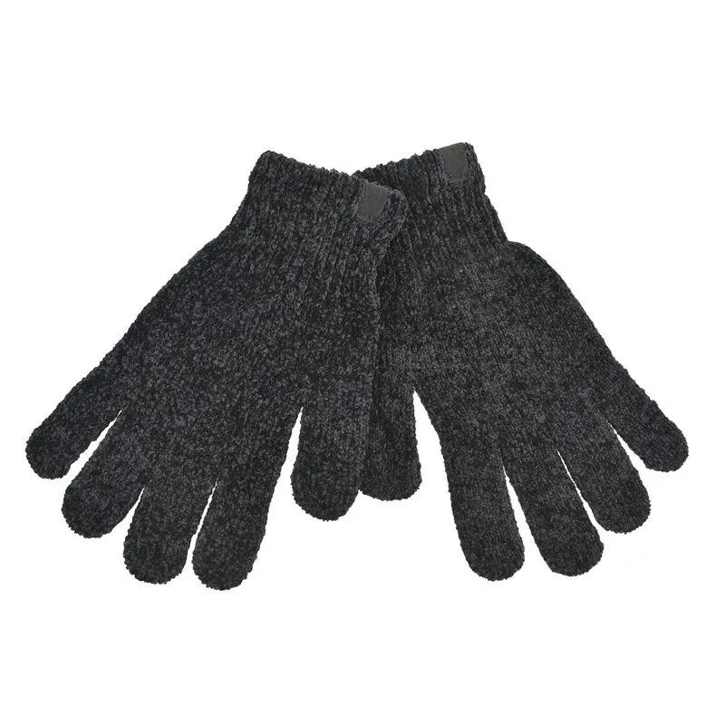 Manusi dama chenille, negre, cu viniete, 1 pereche