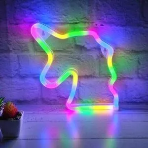 Lampa LED Neon cu Model Unicorn, Multicolor, 22x22cm, USB