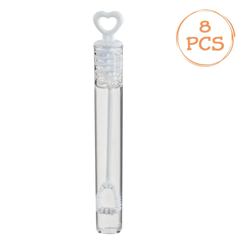 Set de 8 mini sticle cu stick pentru baloane de săpun cu inimă albă