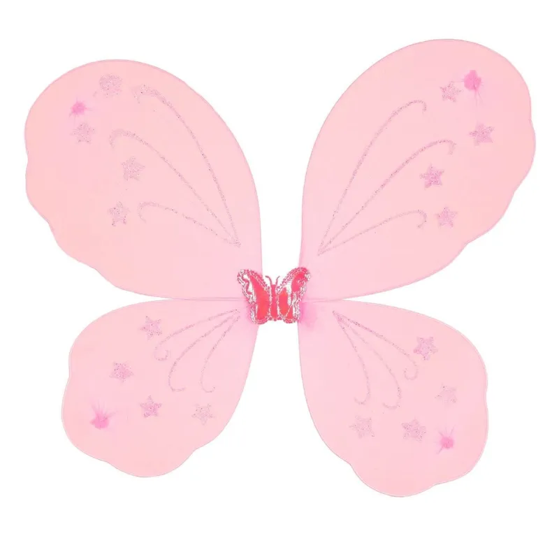 Aripi de Fluture Roz Glitter cu Stelute Metalice, Dimensiune 37x40cm