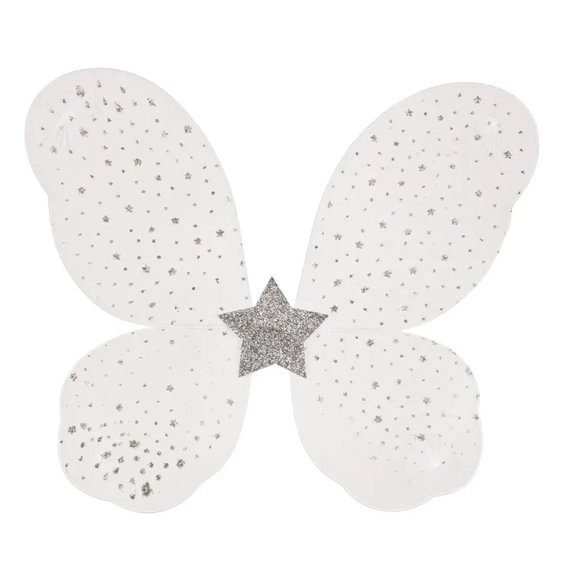 Aripile de Deghizare Fluture Alb Glitter Argintiu pentru Petreceri