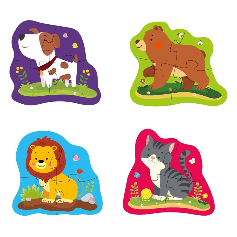 Puzzle 4 Animale pentru Copii cu 16 Piese Mari