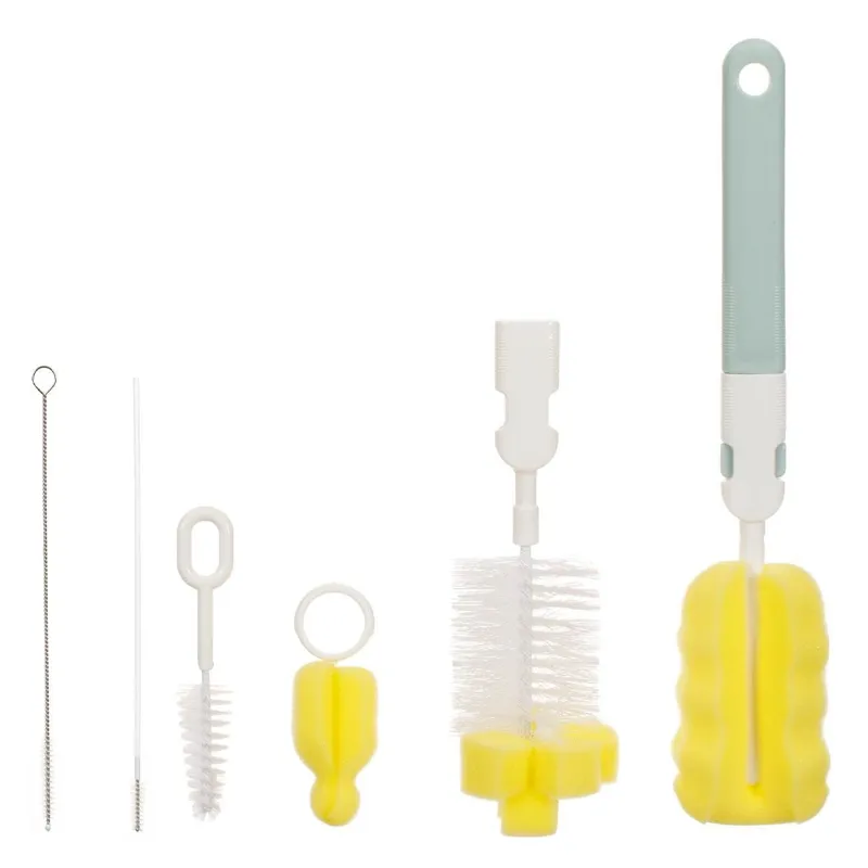 Set 6 Perii pentru Curățat Biberoane și Tetine, Galben, Alb, Albastru
