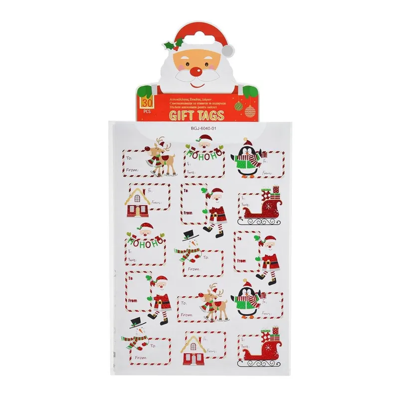 Etichete de Craciun cu Figuri din Folie - Set 30 buc