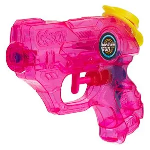 Pistol de apă din plastic transparent, fucsia, 12 cm