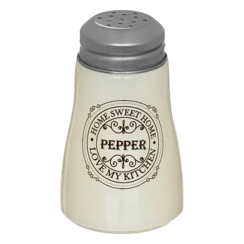 Shaker de piper decorativ din sticlă cu text HOME SWEET HOME