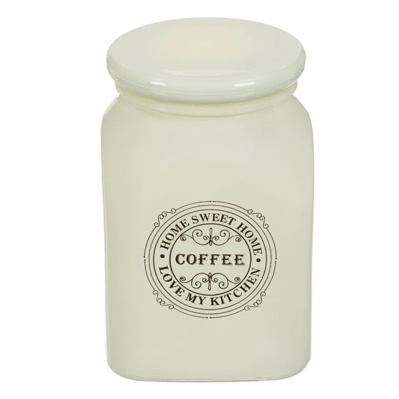 Recipient Cafea Sticla Ecru Vintage Home Sweet Home