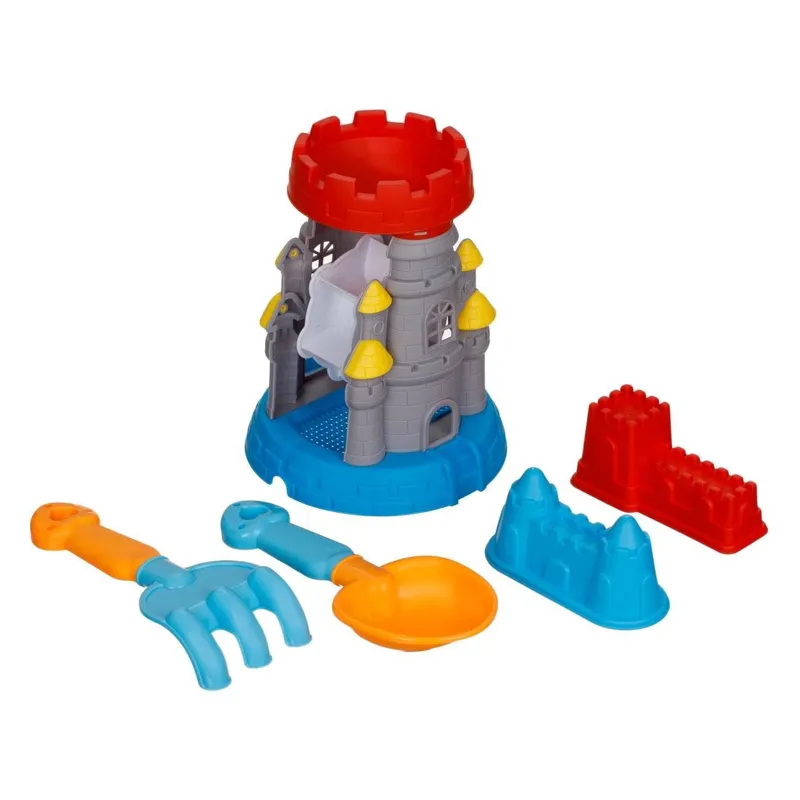 Set de Joaca pentru Nisip cu Moara de Apa si 4 Accesorii, Plastic, Gri, Ø17.5x22.5cm