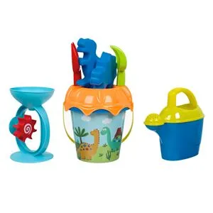 Set Galeata de Plaja cu Dinozauri si 6 Accesorii, Rucsac Inclus, Multicolor