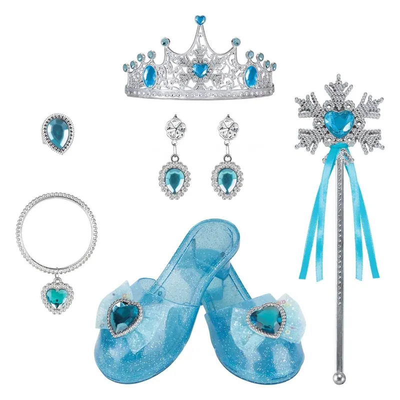 Set de Joacă Fete cu Pantofi și Accesorii de Prințesă, 6 Piese, Albastru