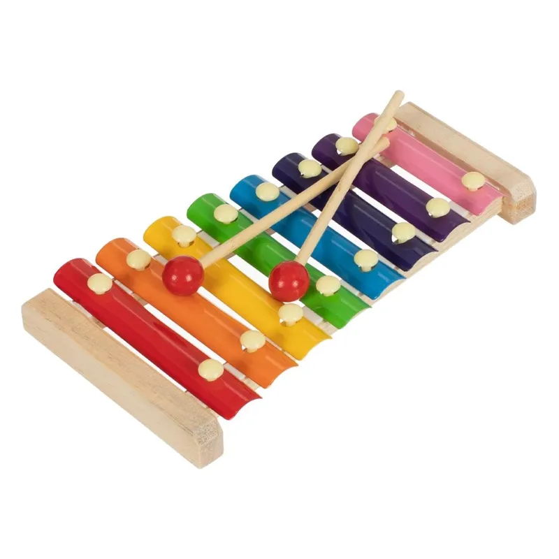 Xilofon din lemn Montessori cu clape colorate pentru copii și bebeluși