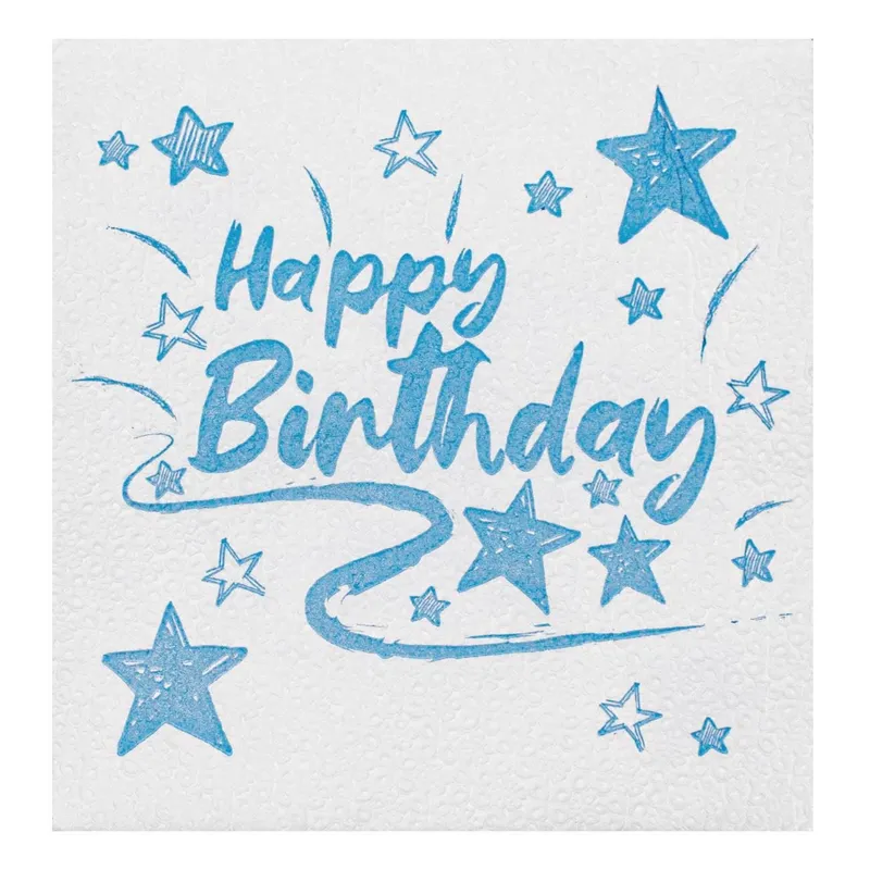 Șervețele de masă cu 1 strat, Happy Birthday Stele, 33x33cm - 40 buc
