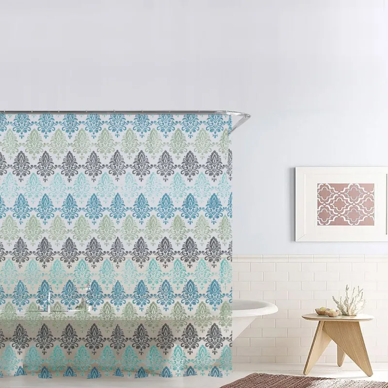 Perdea de dus cu model royal tiles, 180x180 cm, PEVA, multicolor, include 12 inele