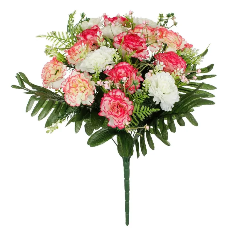 Buchet Flori Artificiale Garoafe Roz si Albe, 40cm