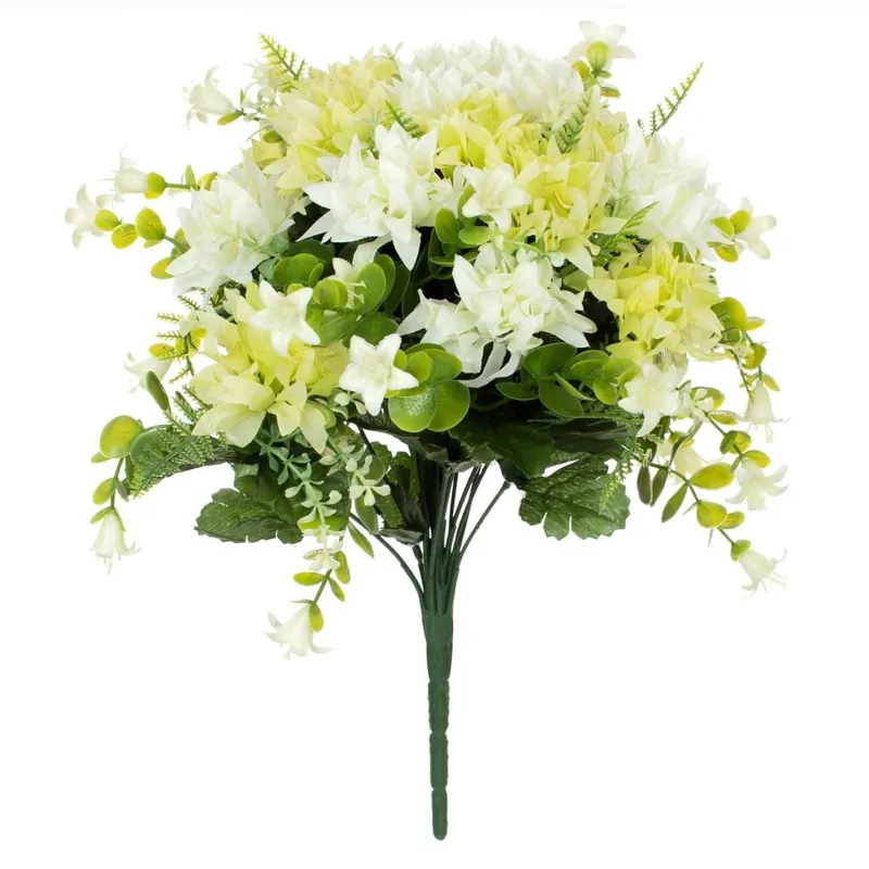 Buchet Flori Artificiale Crizanteme Albe cu Accente Galbene
