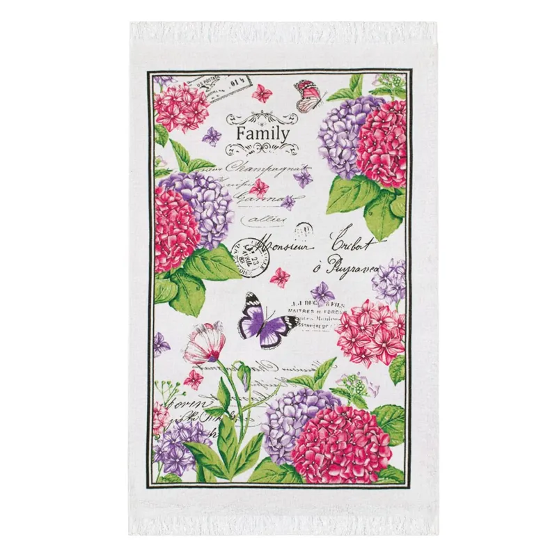 Prosop de bucătărie din bumbac cu flori și fluturi 60x35cm